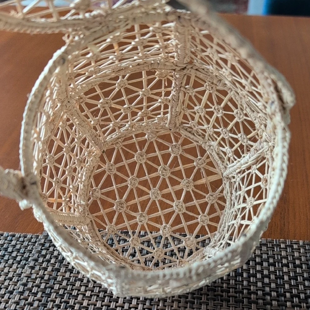 Kaanas by Anthropologie Cream Accent Basket Bag